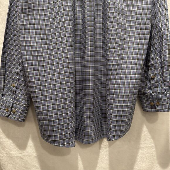 LL Bean Shirt Mens Medium Tall Blue Cotton Plaid Button Down Traditional Fit - Picture 7 of 11